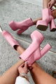 Girly To The Max Double Platform Booties (Pink) - NanaMacs