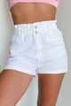 Samantha Denim Paperbag Shorts (White) - NanaMacs