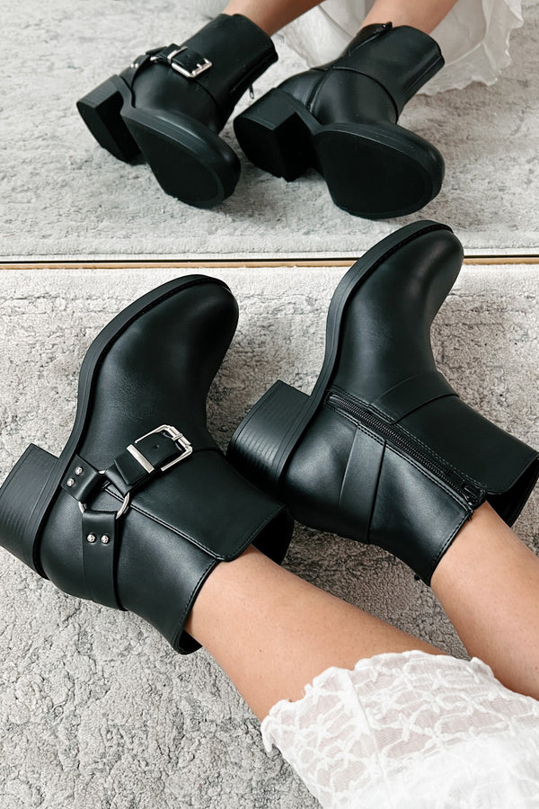 Tough Chick Faux Leather Biker Booties (black Pu) · Nanamacs