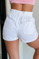 Samantha Denim Paperbag Shorts (White) - NanaMacs