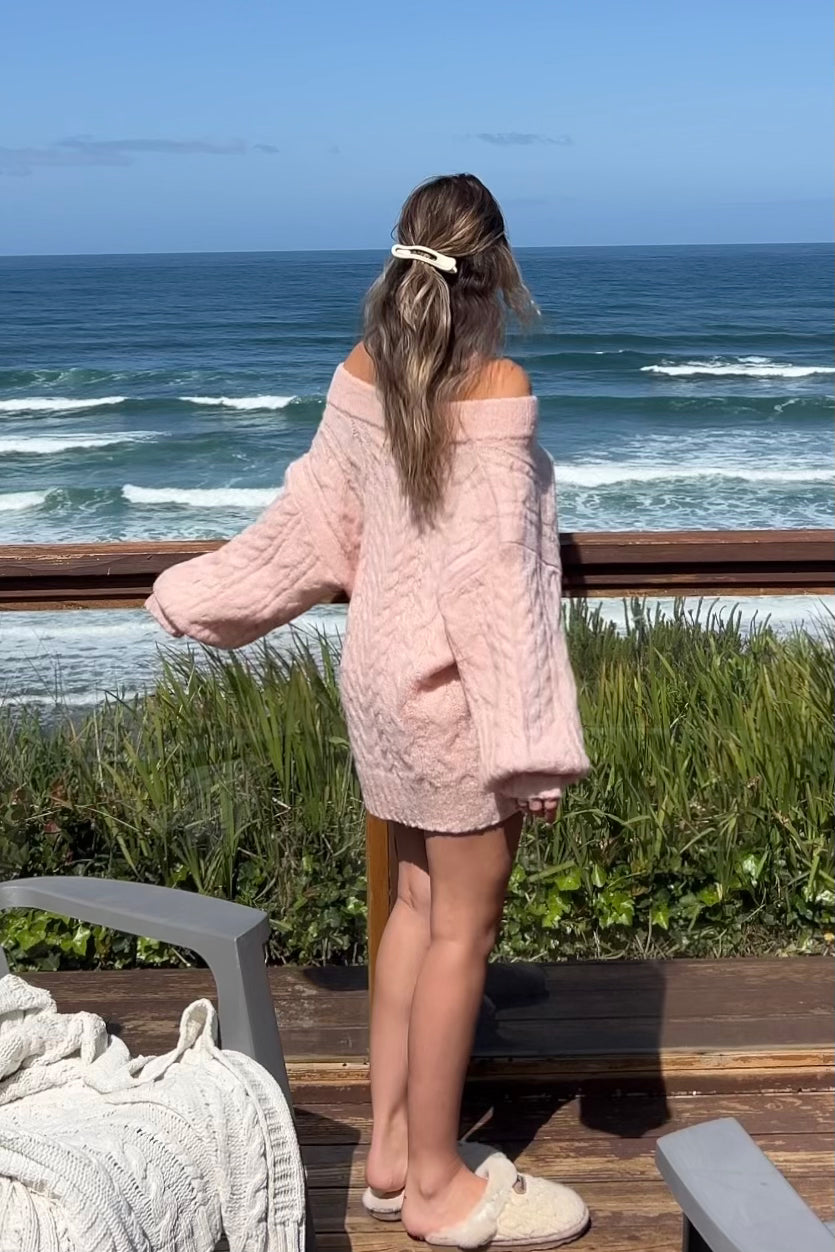 Collecting My Thoughts Oversized Sweater Dress (Blush Pink) - NanaMacs