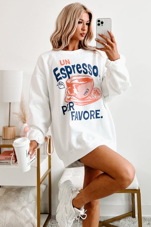 "Un Espresso" Graphic Sweatshirt (White) - NanaMacs