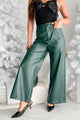 More Than Usual Wide-Leg Faux Leather Pant (Dark Green) - NanaMacs