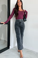 Casually Confident Long Sleeve V-Neck Top (Wine) - NanaMacs