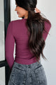 Casually Confident Long Sleeve V-Neck Top (Wine) - NanaMacs