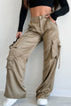 Gleason Satin Cargo Pants (Olive) - NanaMacs