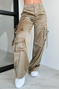 Gleason Satin Cargo Pants (Olive) - NanaMacs