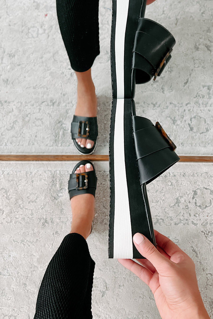 Panama City Chic Platform Sandals (Black) - NanaMacs
