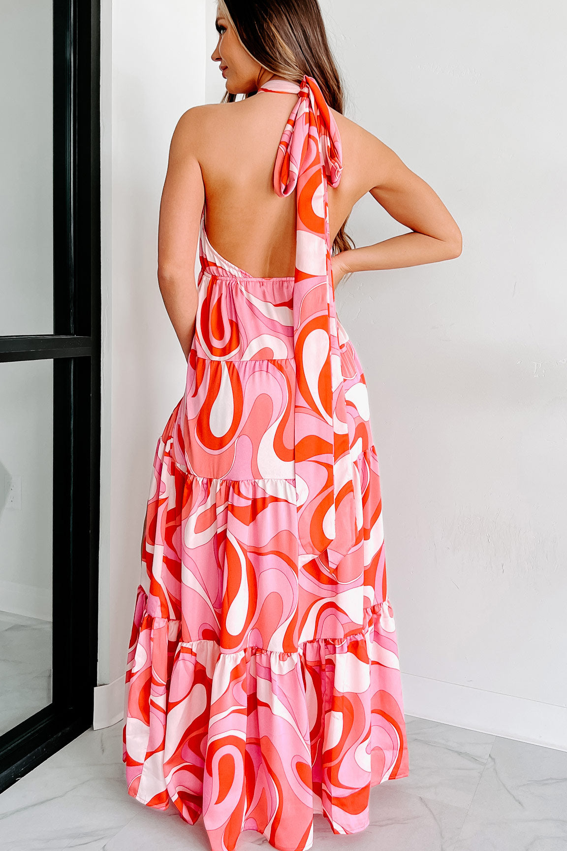 Coral pink maxi on sale dress