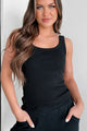 Meesha Ribbed Scoop Tank (Black) - NanaMacs