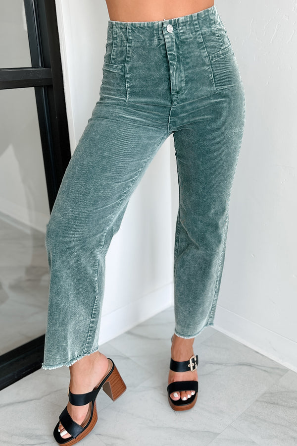 Bellatrix Mineral Wash Corduroy Pants (Teal Green) - NanaMacs