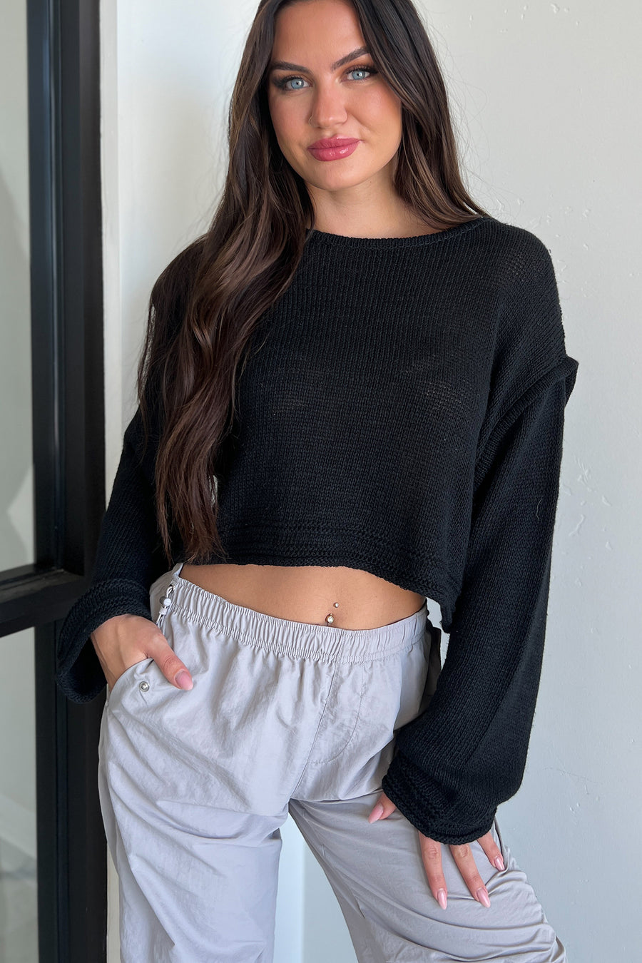 Spare My Heart Oversized Crop Sweater (Black) - NanaMacs