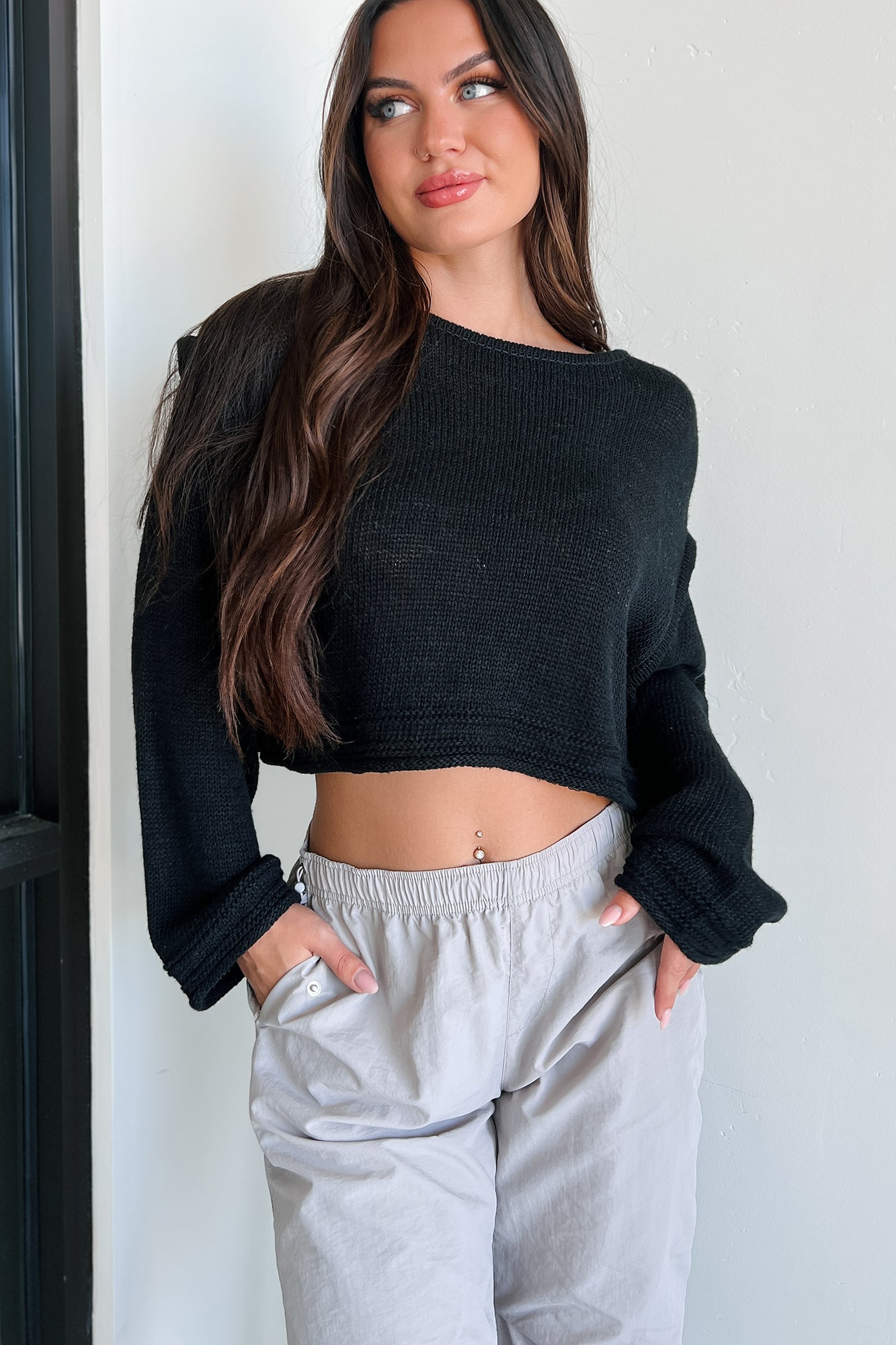 Spare My Heart Oversized Crop Sweater (Black) - NanaMacs