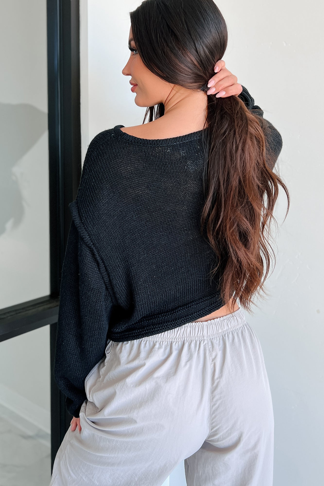 Spare My Heart Oversized Crop Sweater (Black) - NanaMacs