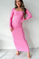 Inspiring Poise Ribbed Bodycon Maxi Dress (Pink) - NanaMacs