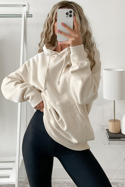 That's Crazy Talk Oversized Fleece Hoodie (Cream) - NanaMacs