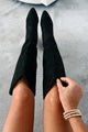 Embracing The Essentials Knee High Faux Suede Boots (Black) - NanaMacs