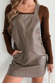 Deeper Than The Surface Faux Leather Overall Dress (Mocha) - NanaMacs