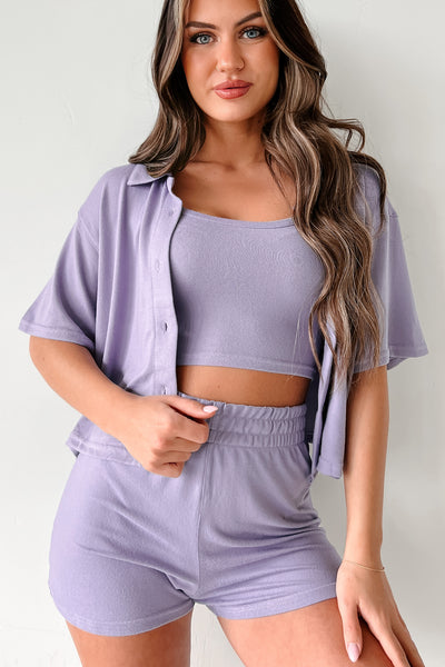 Lost In Thought Three Piece Lounge Set (Purple) - NanaMacs