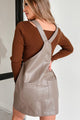 Deeper Than The Surface Faux Leather Overall Dress (Mocha) - NanaMacs