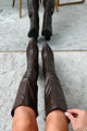 Quiet Confidence Faux Leather Tall Boots (Brown PU) - NanaMacs