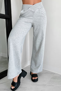 Born This Way Cross-Waist Wide Leg Lounge Pants (Heather Grey) - NanaMacs