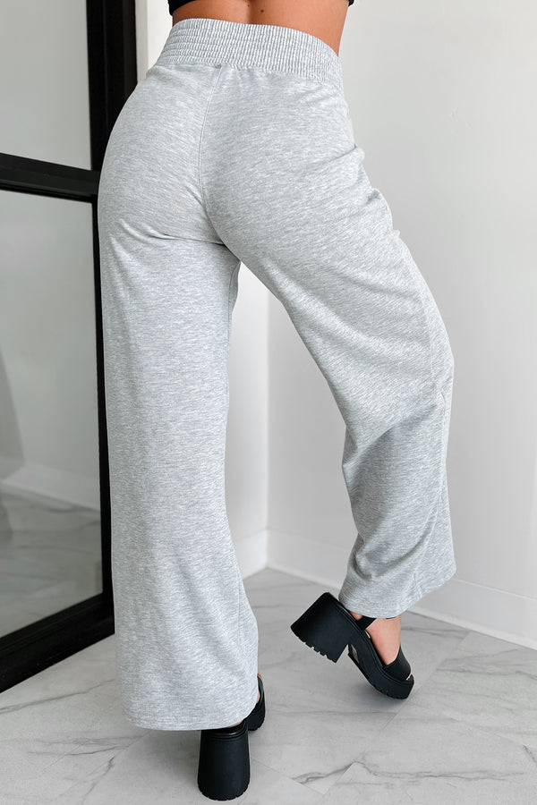 Born This Way Cross-Waist Wide Leg Lounge Pants (Heather Grey) - NanaMacs