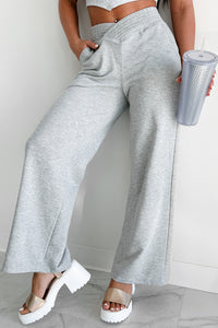 Born This Way Cross-Waist Wide Leg Lounge Pants (Heather Grey) - NanaMacs