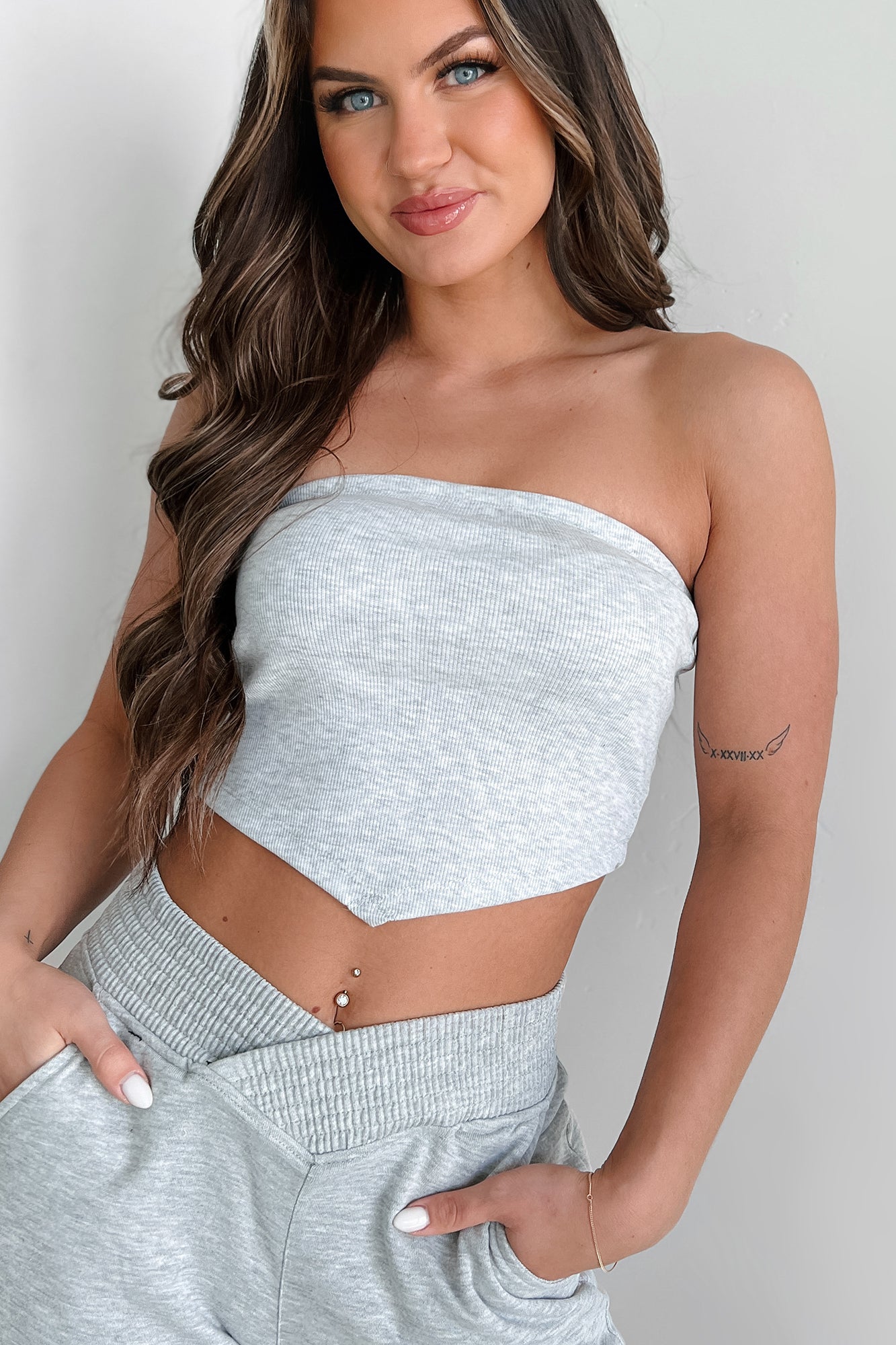 I Won't Compromise Ribbed Bandana Tube Top (Light Grey) · NanaMacs