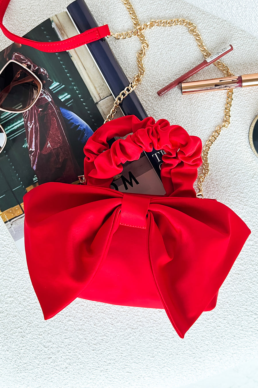 Bow And Behold Bow Front Crossbody/Clutch (Red) - NanaMacs
