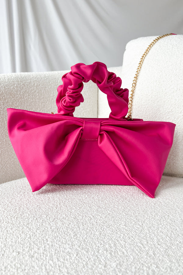 Bow And Behold Bow Front Crossbody/Clutch (Fuchsia) - NanaMacs