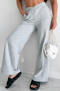 Born This Way Cross-Waist Wide Leg Lounge Pants (Heather Grey) - NanaMacs