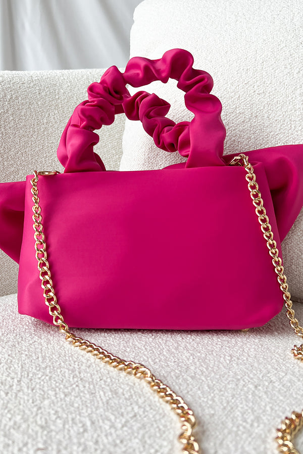 Bow And Behold Bow Front Crossbody/Clutch (Fuchsia) - NanaMacs