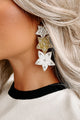 Shine Brighter Beaded Star Dangle Earrings (White/Gold Star) - NanaMacs