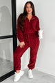 Letting Go Of Stress Sherpa Lounge Set (Wine) - NanaMacs