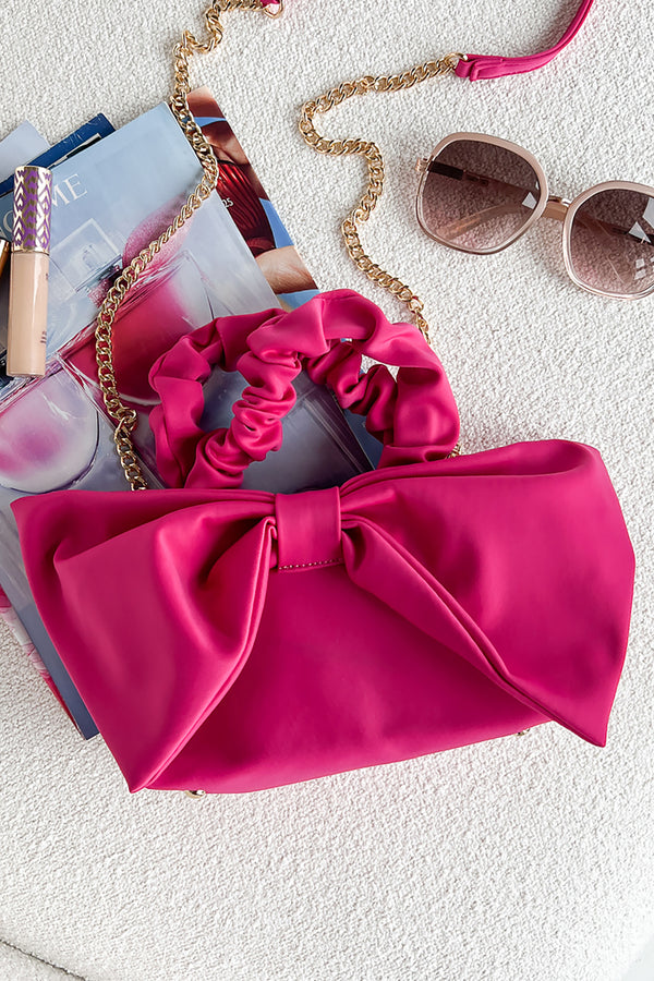 Bow And Behold Bow Front Crossbody/Clutch (Fuchsia) - NanaMacs