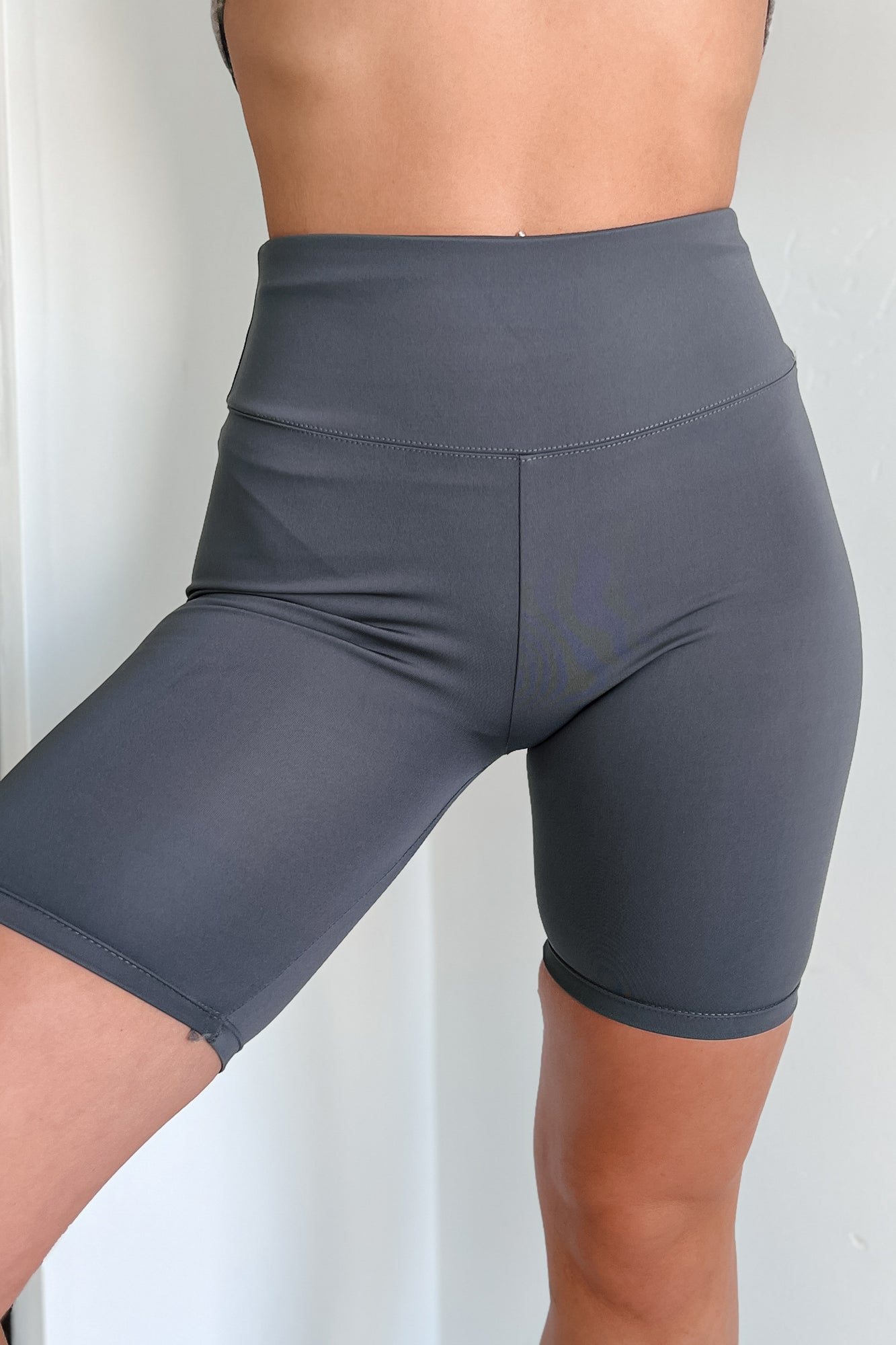 Crushing My Workouts High Waisted Biker Shorts (Midnight Charcoal) - NanaMacs