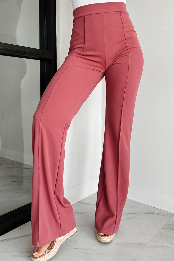 Work Talk High Waist Dress Pant (Mauve) - NanaMacs