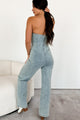 Can't Be Unseen Rhinestone Fringe Denim Jumpsuit (Light Wash) - NanaMacs