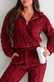 Letting Go Of Stress Sherpa Lounge Set (Wine) - NanaMacs