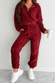 Letting Go Of Stress Sherpa Lounge Set (Wine) - NanaMacs