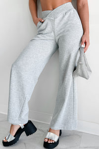 Born This Way Cross-Waist Wide Leg Lounge Pants (Heather Grey) - NanaMacs