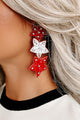 Shine Brighter Beaded Star Dangle Earrings (Red/White Star) - NanaMacs