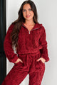 Letting Go Of Stress Sherpa Lounge Set (Wine) - NanaMacs