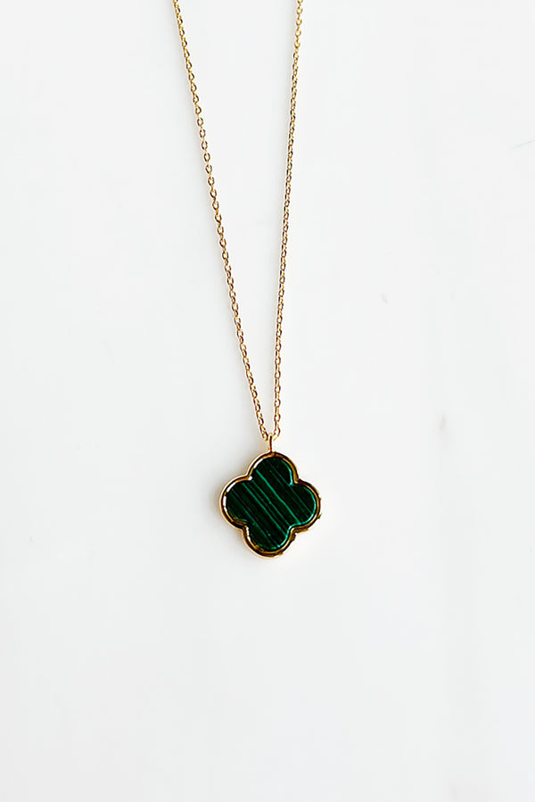 Who Needs Luck Gold Dipped Pendant Necklace (Gold/Green) - NanaMacs