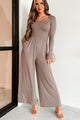 Cutting Corners Square Neck Wide Leg Jumpsuit (Mocha) - NanaMacs