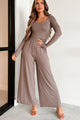 Cutting Corners Square Neck Wide Leg Jumpsuit (Mocha) - NanaMacs