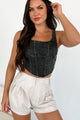 That's Just Karma Denim Corset Top (Black) - NanaMacs