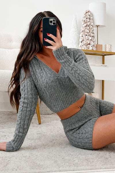 Certain Comforts Cable Knit Lounge Set (Heather Grey) - NanaMacs