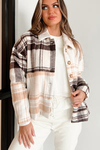 Autumn Harvest Mixed Plaid Oversized Jacket (Oatmeal/Mocha) - NanaMacs